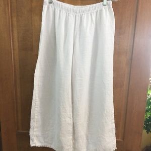 Match Point Linen wide leg white crops